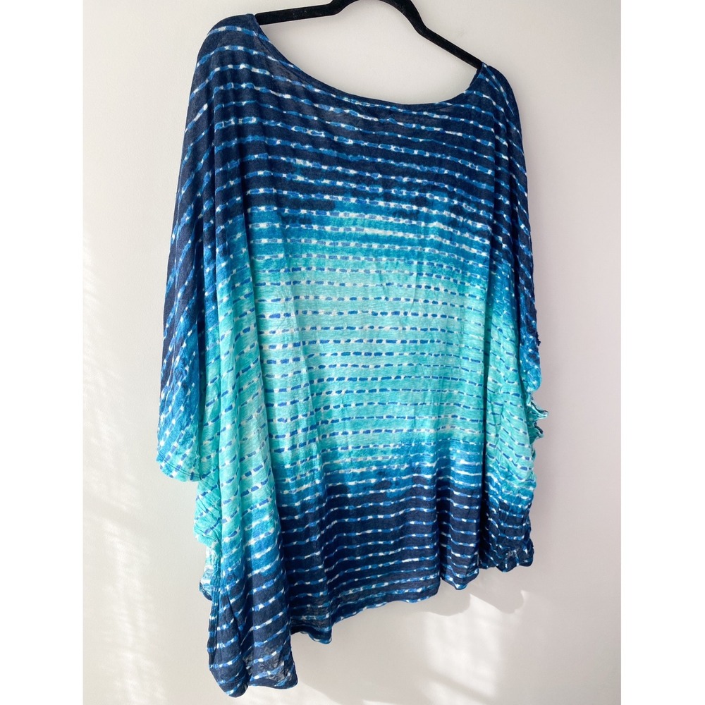 Lauren Ralph Lauren Womens 100% Linen Top 3X Blue Tie Dye Coastal Lightweight - Picture 5 of 8
